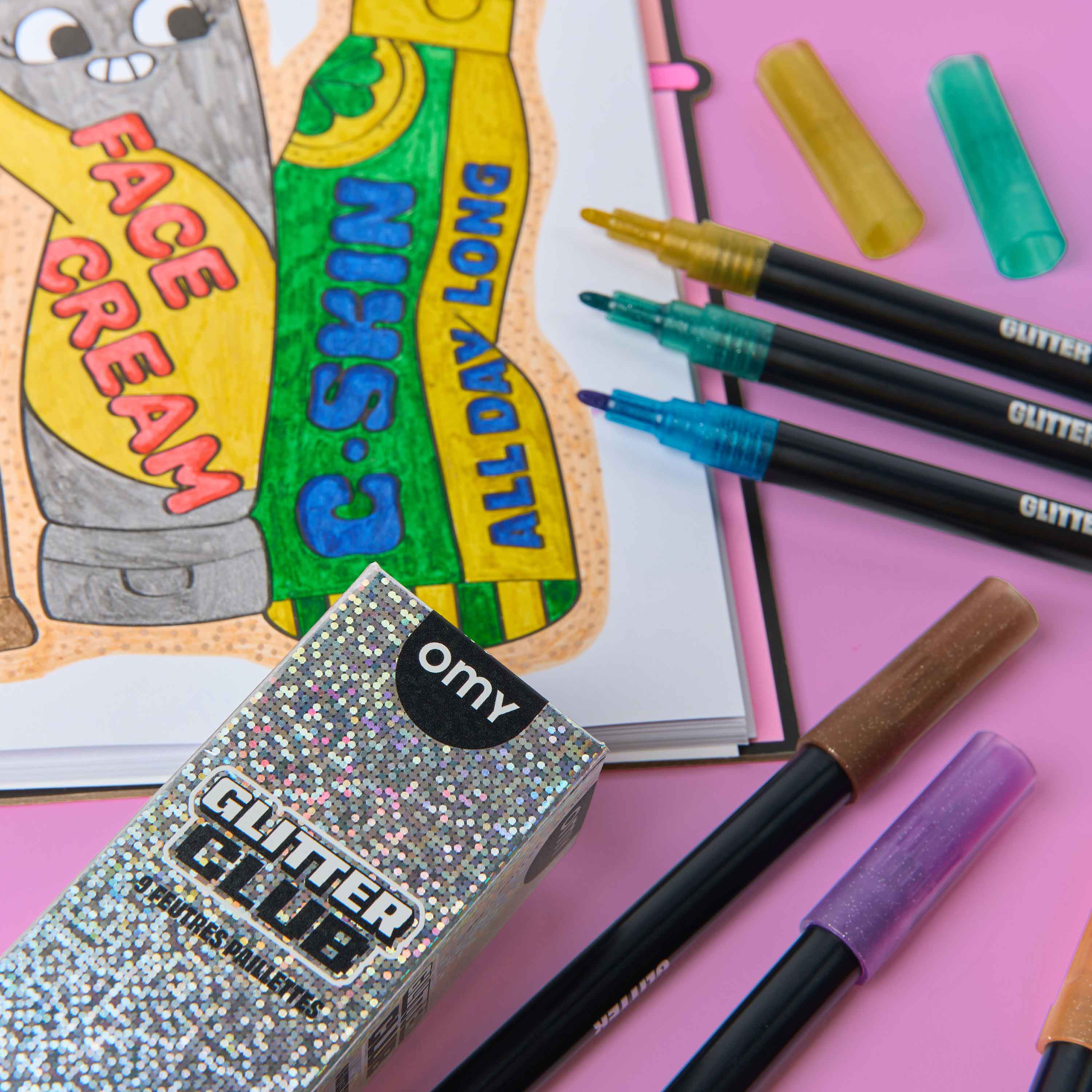 9 FEUTRES GLITTER CLUB