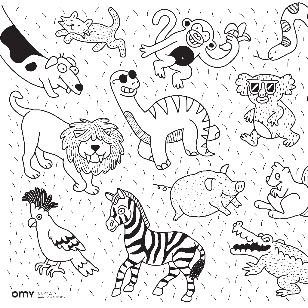 MINI COLORIAGE + CRAYONS FORMAT VOYAGE - Animals