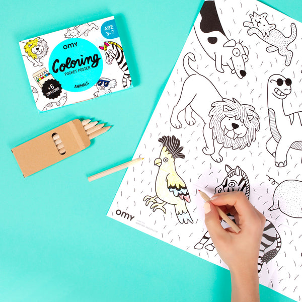 MINI COLORING + TRAVEL SIZE PENCILS - Animals