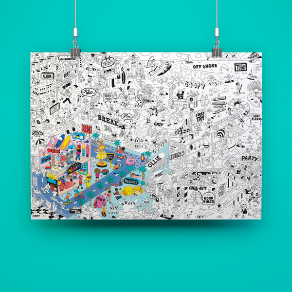 Giant coloring poster - Surf & skate