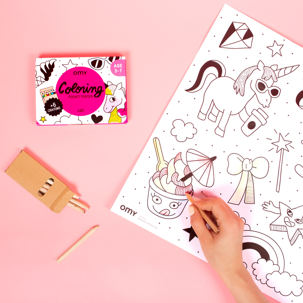 MINI COLORIAGE + CRAYONS FORMAT VOYAGE - Lily